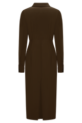 Cecilie Cut Out Shirt Midi Dress - Dark Chocolate