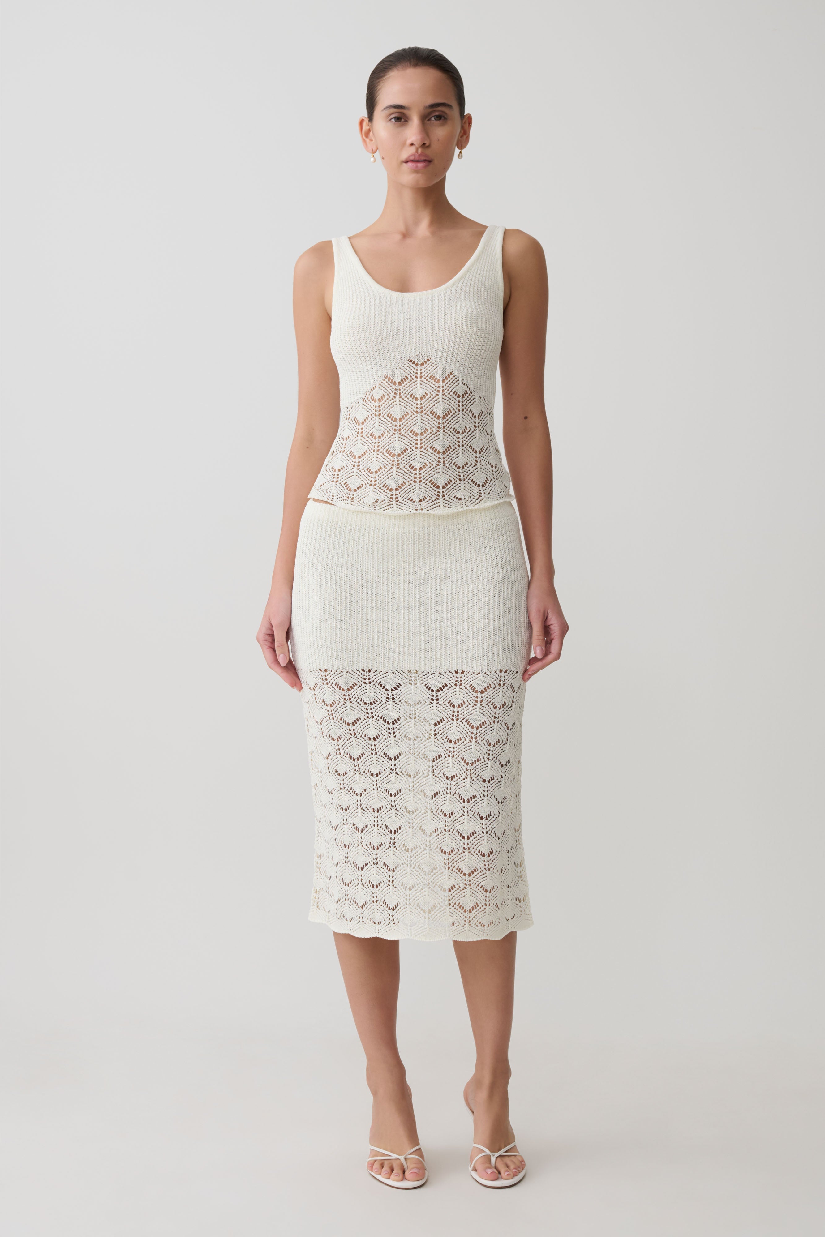 Atlantis Crochet Knit Top - White