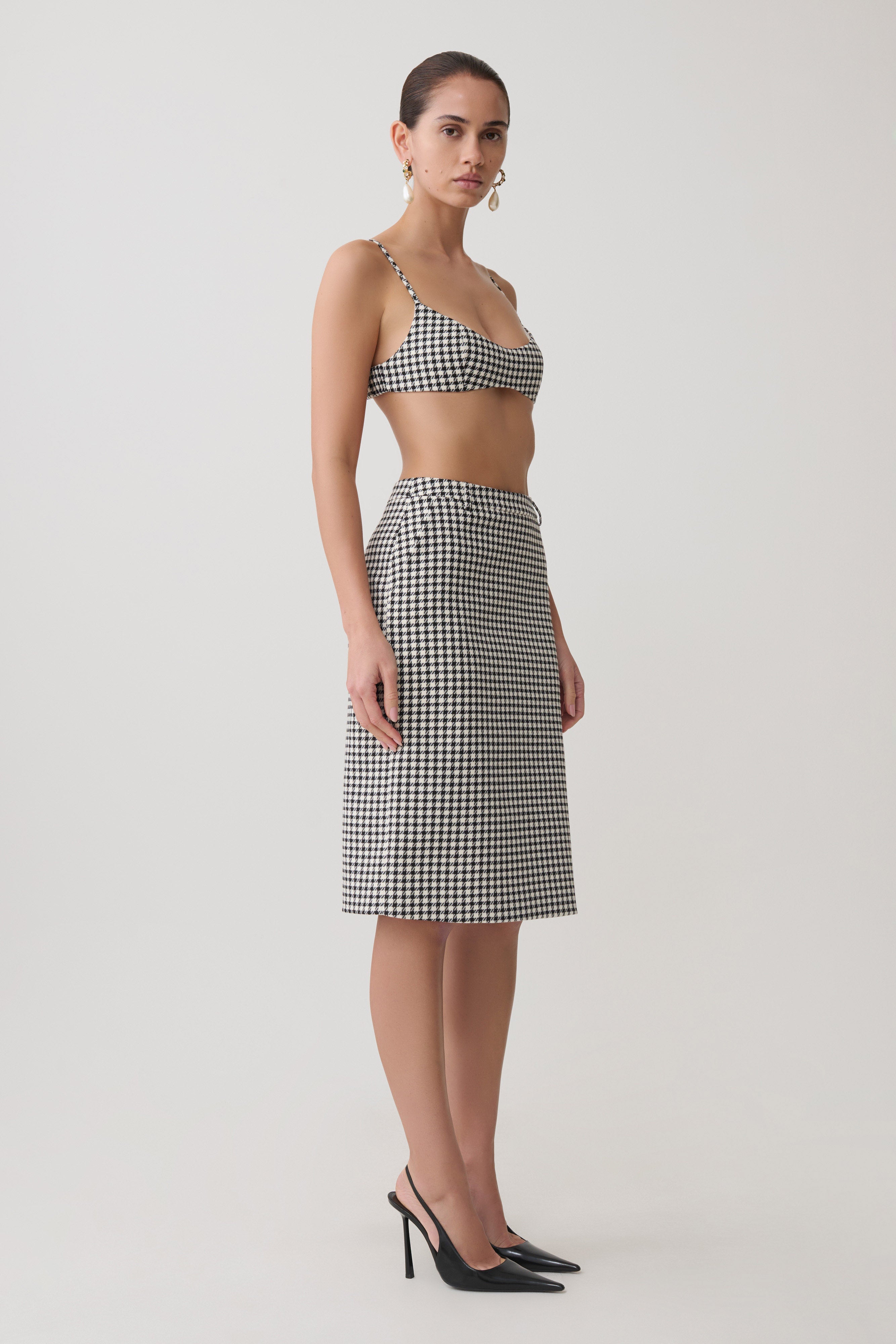 Amelie Tweed Bralette - Houndstooth