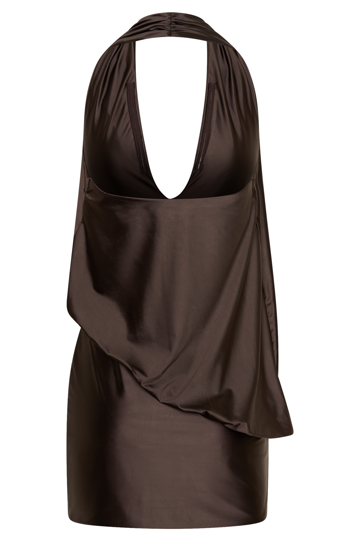 Arabel Draped Halter Mini Dress - Chocolate