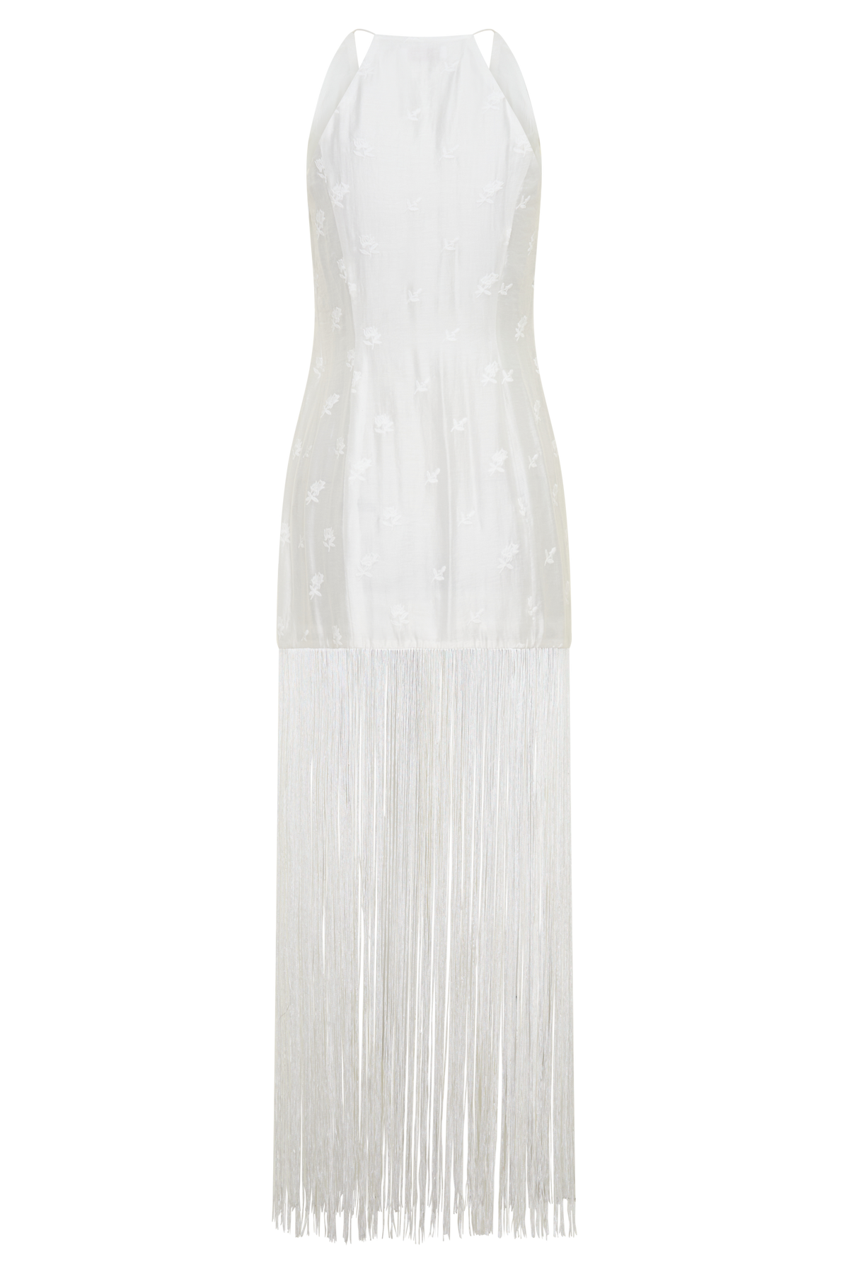 Abigail V Neck Fringe Maxi Dress - White