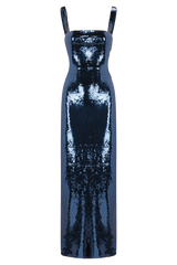 Adoria Sequin Cut Out Maxi Dress - Navy