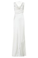 Ashley Cowl Neck Lace And Satin Maxi Dress - Ivory