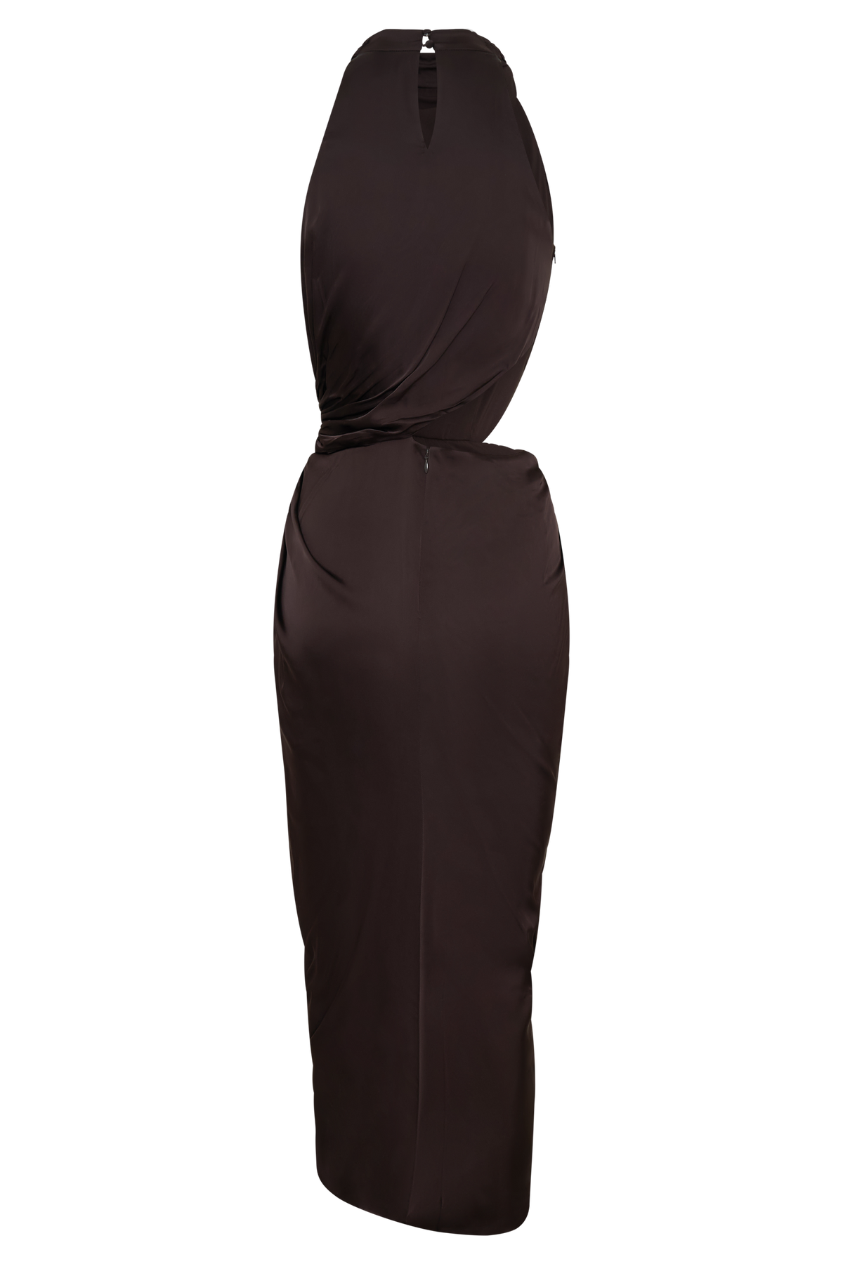 Aveline Draped Halter Midi Dress - Dark Chocolate