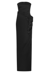 Calliope Strapless Organza Maxi Dress - Black
