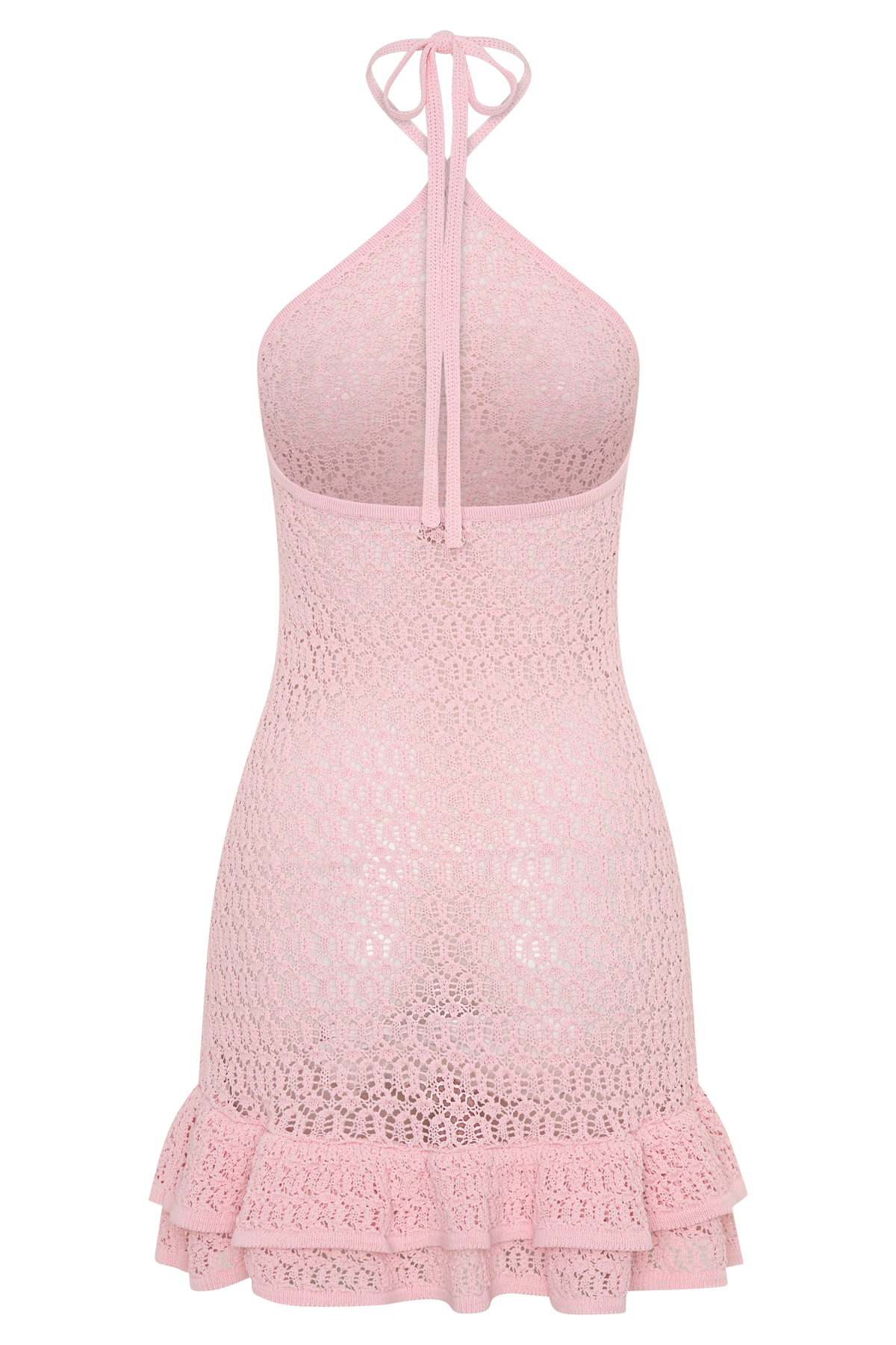 Carrisa Crochet Knit Mini Dress - Baby Pink