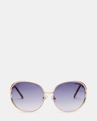 GLORIE Gold Frame Round Purple Gradient Lens Sunglasses | Steve Madden