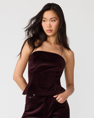 DAWNETTE Deep Fig Strapless Peplum Set Women's Top | Steve Madden
