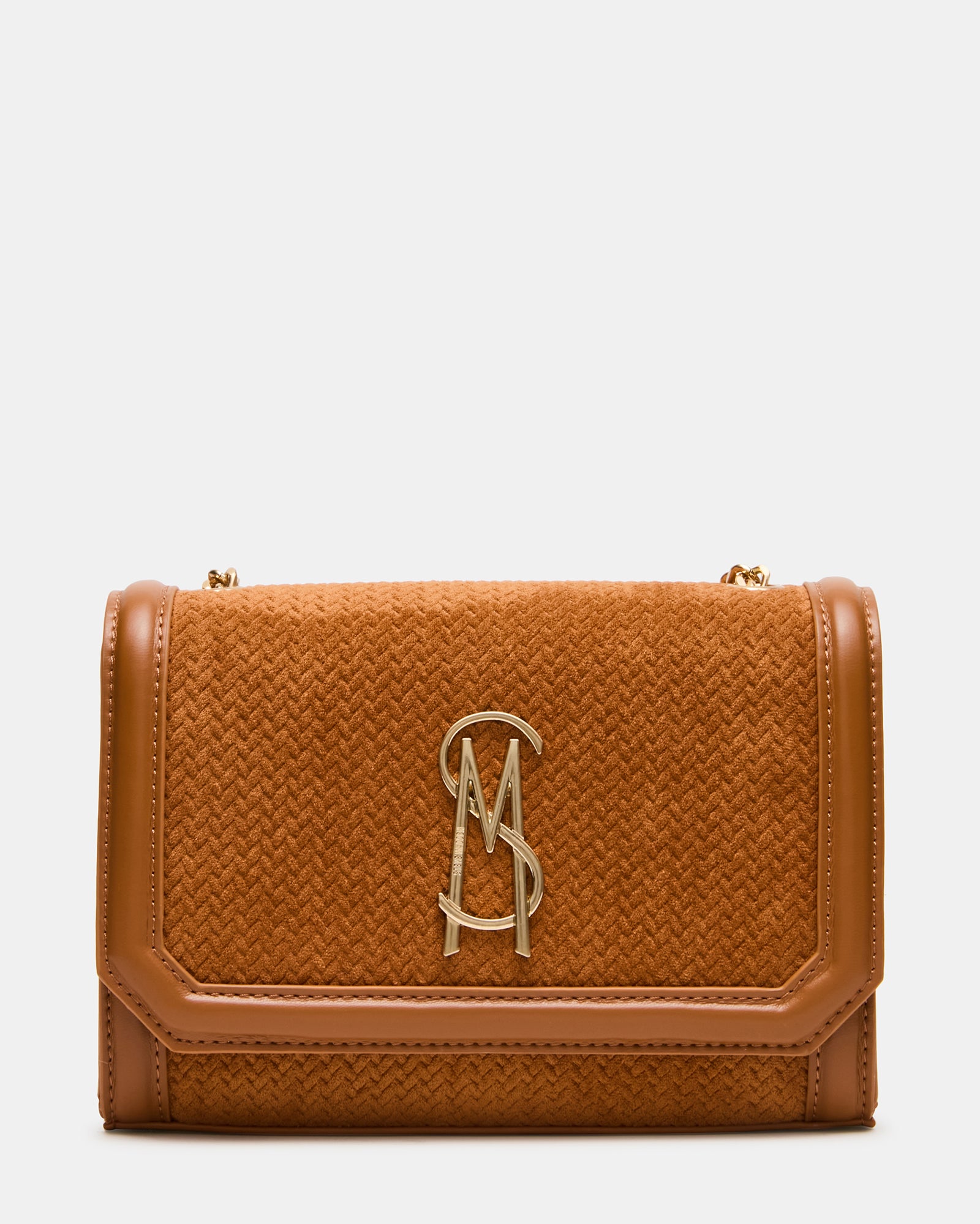 LARISA Woven Tobacco Chain Crossbody Shoulder Strap Handbag | Steve Madden