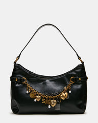 LIANNA Black Slouchy Bag Charms Shoulder Handbag | Steve Madden