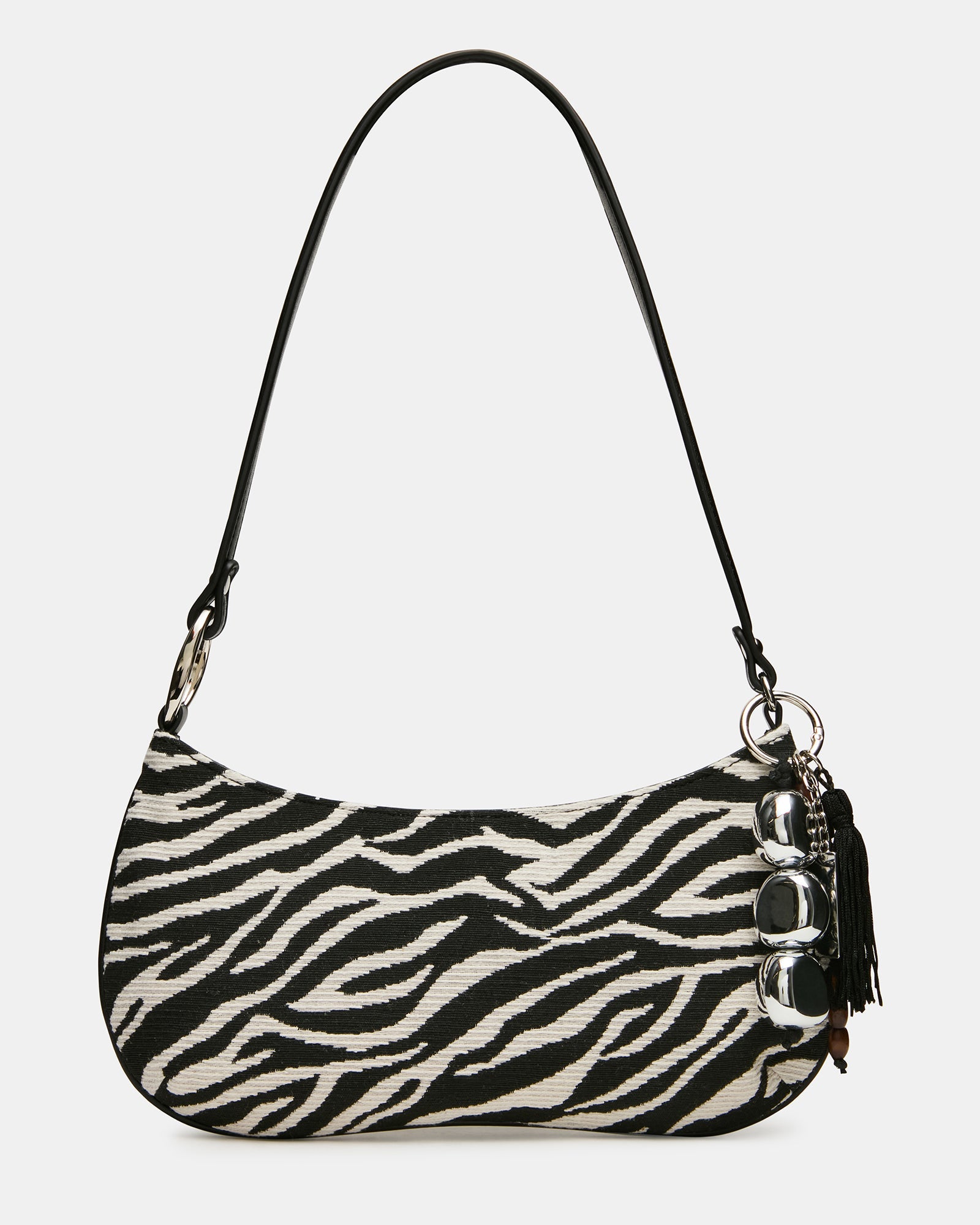SABINE Zebra Animal Print Tassel Shoulder Bag Handbag | Steve Madden