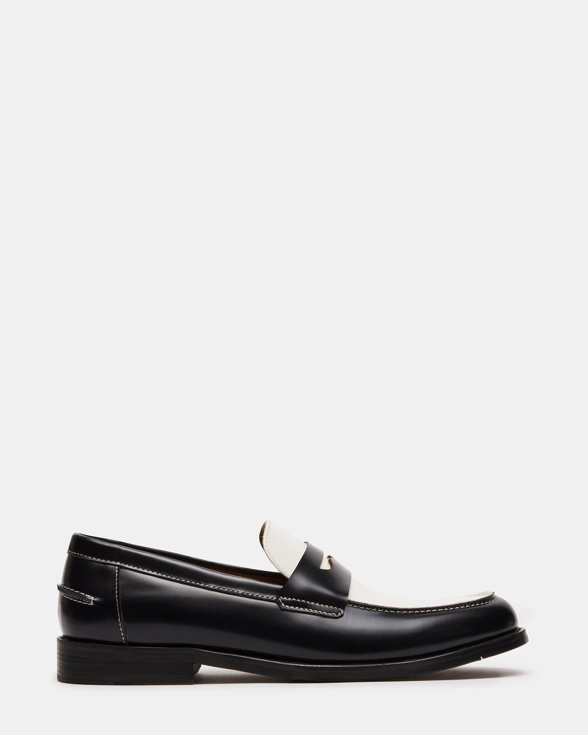 NATAN Black/ White Leather Men's Slip-On Dress Loafer | Steve Madden