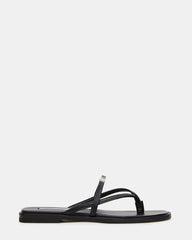 CATALINA Black Leather Thong Square-Toe Women's Sandal | Steve Madden
