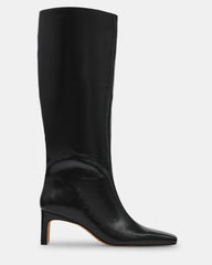 JENDI Black Leather Square-Toe Knee-High Women's Boot | Steve Madden