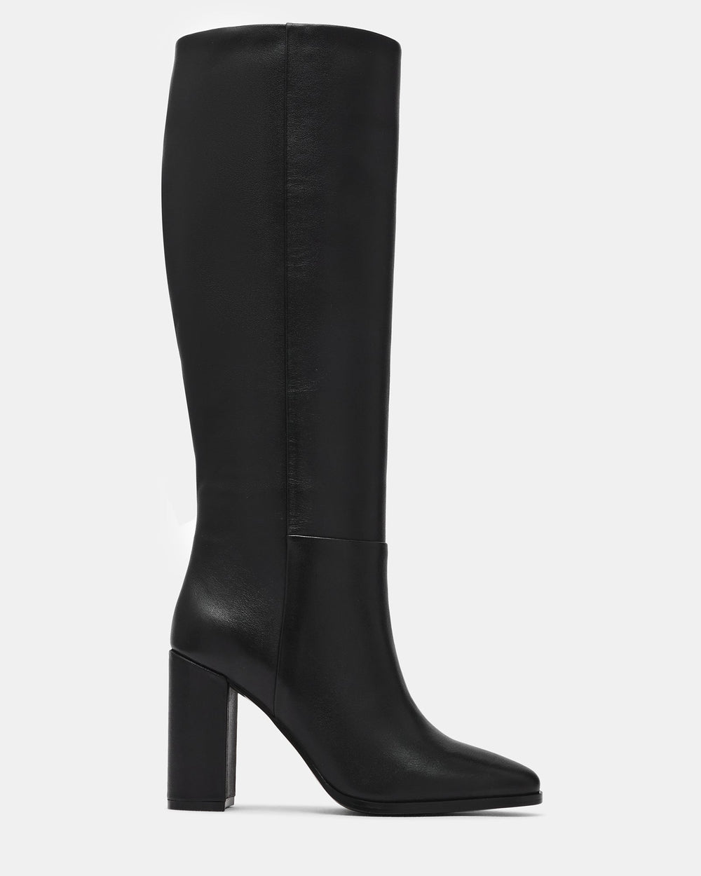 JOETTE Black Leather Knee-High Block Heel Women's Boot | Steve Madden